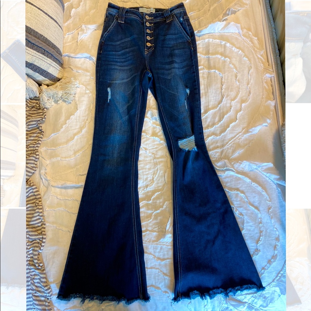 KanCan Destructed Flare Jeans